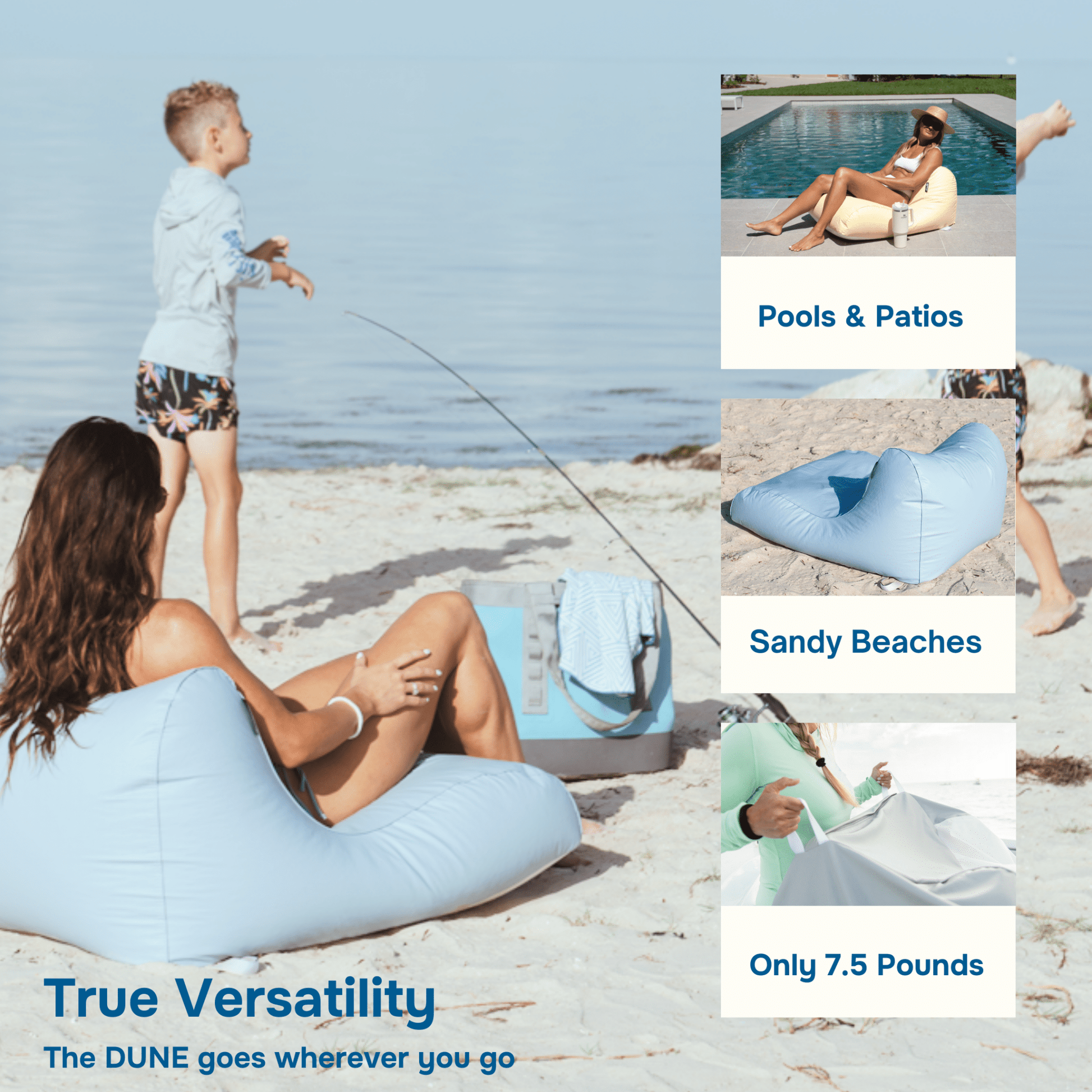 DUNE Beach Bean Bag Chair - E - SeaRider DUNE - Carolina - Carolina - SS